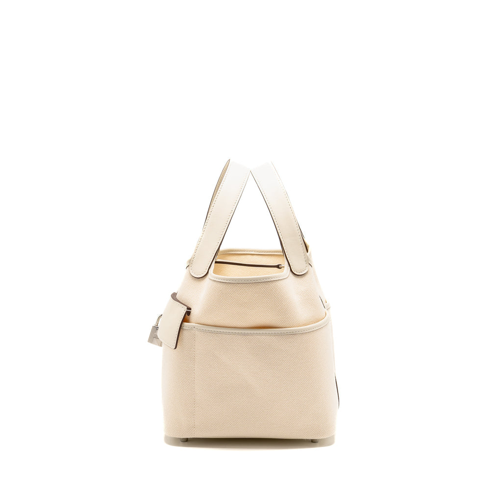 HERMES CARGO PICOTIN 18 LOCK BAG CANVAS/SWIFT ECRU/NATA SHW