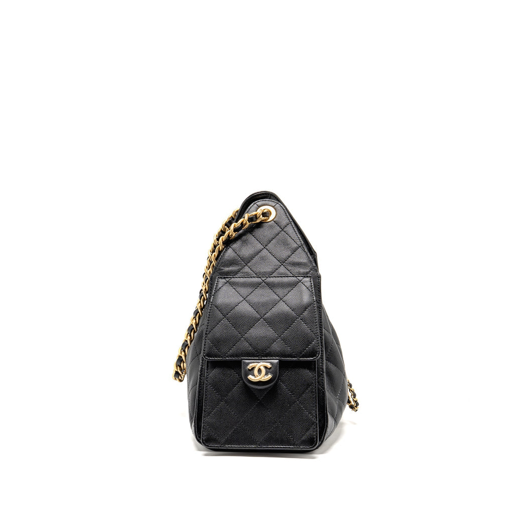 CHANEL SMALL 25 BAG CAVIAR BLACK GHW (MICROCHIP)