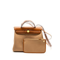 HERMES HERBAG 31 ZIP BAG CANVAS/VACHE HUNTER CHAI / FAUVE GHW