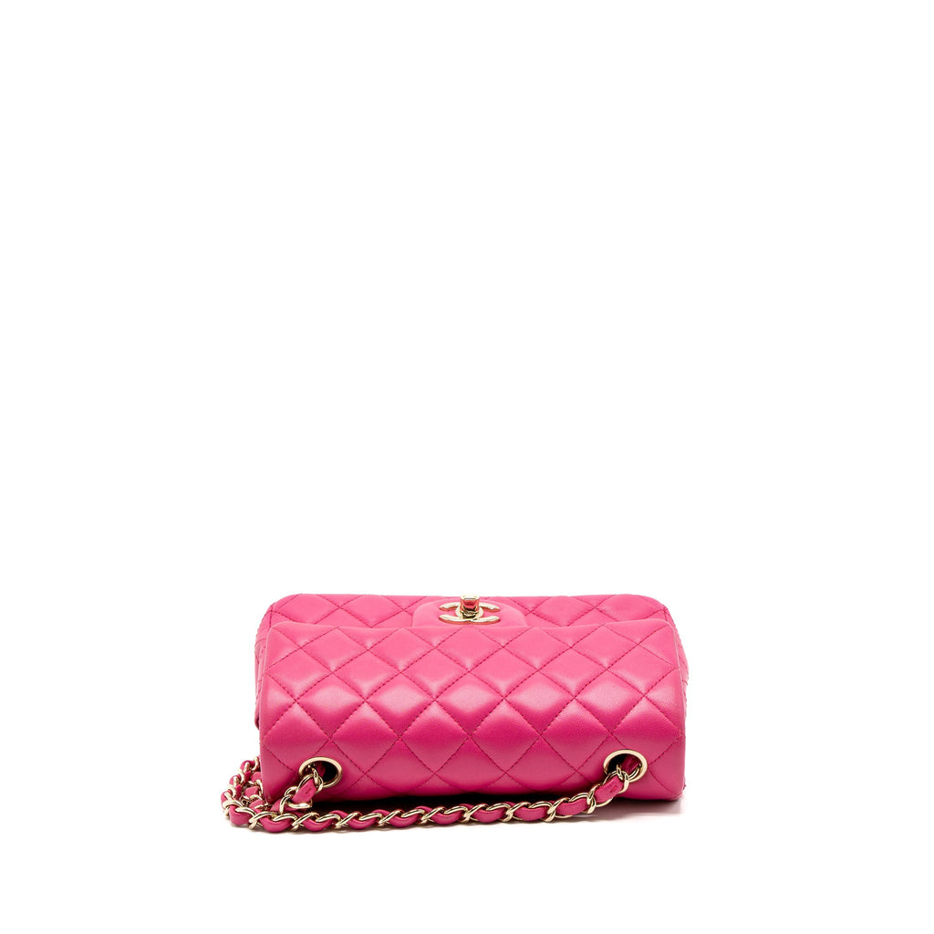 CHANEL MINI RECTANGULAR FLAP BAG LAMBSKIN PINK LGHW