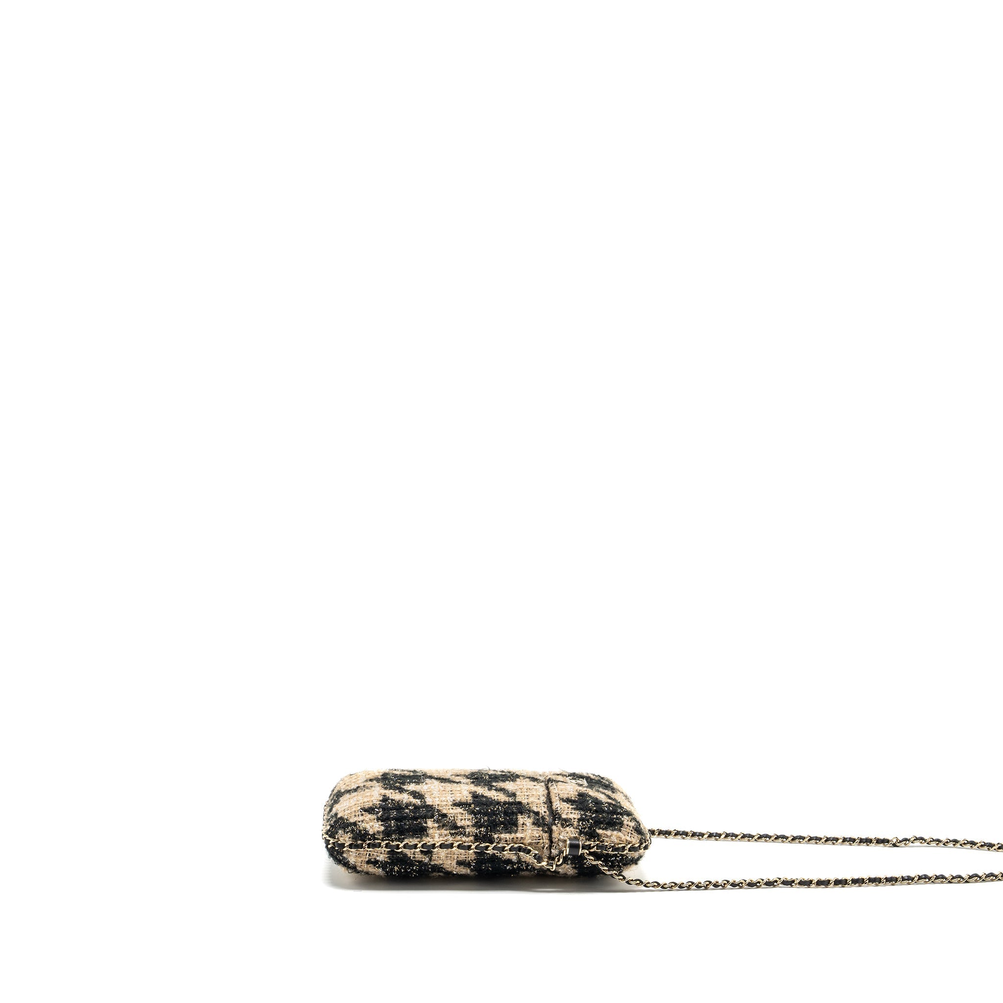 CHANEL VERTICAL PHONE CASE TWEED BEIGE / BLACK LGHW