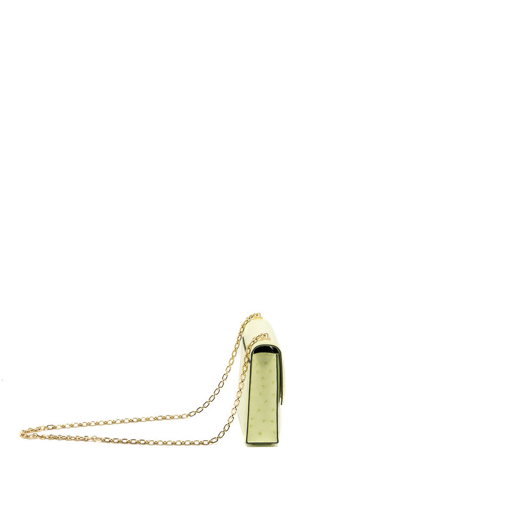 HERMES MINI VERROU OSTRICH R9 JAUNE BOURGEON GHW