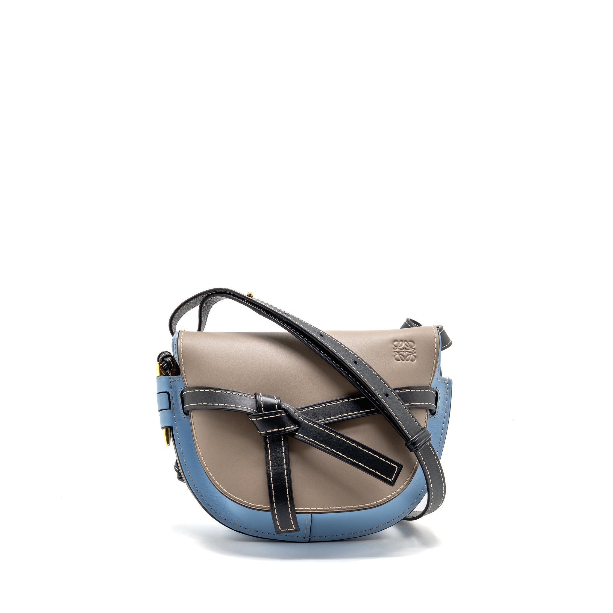 LOEWE SMALL GATE BAG CALFSKIN GREY/BLUE/MULTICOLOUR