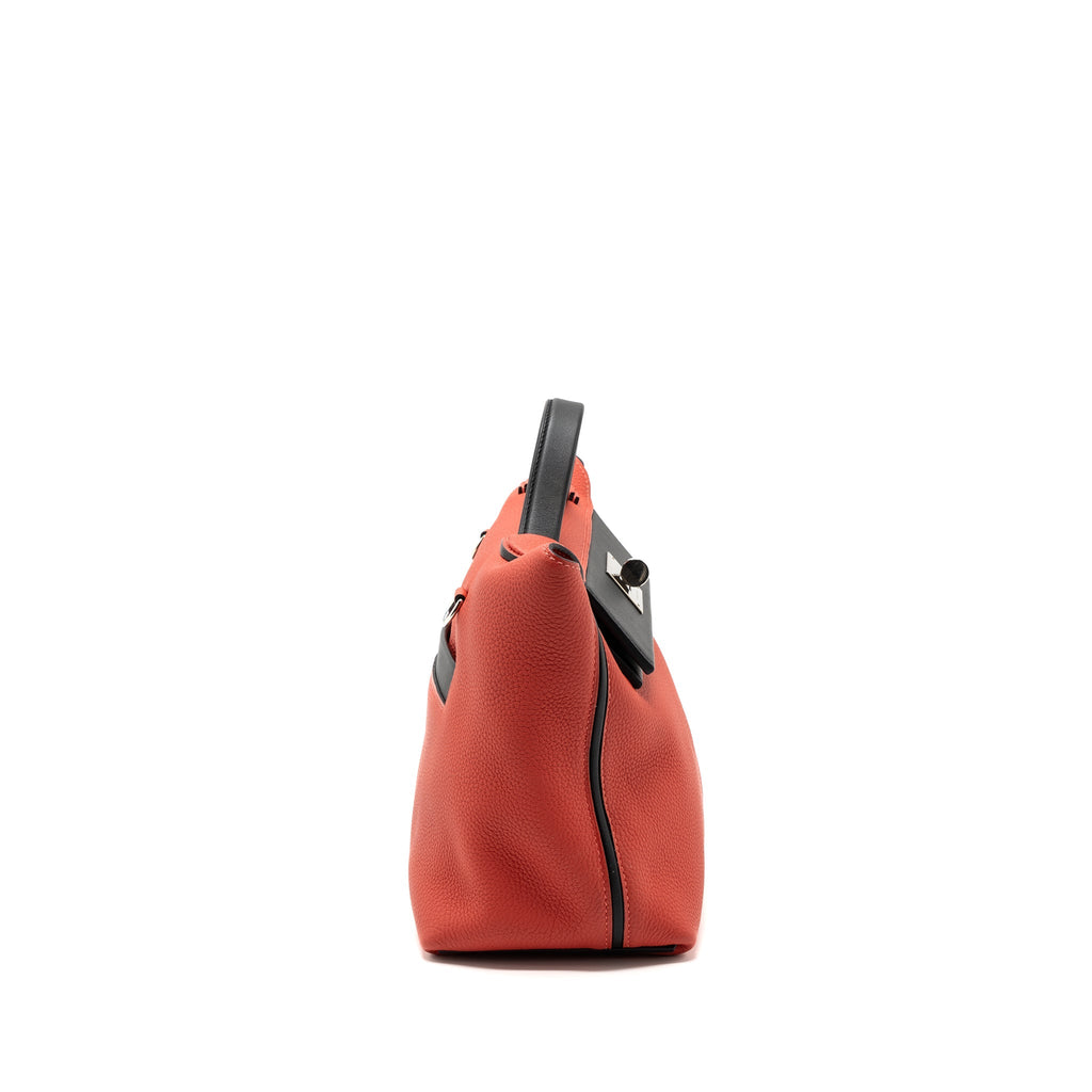 HERMES 24/24-29 BAG CLEMENCE/ SWIFT ROUGE PIVOINE/NOIR SHW