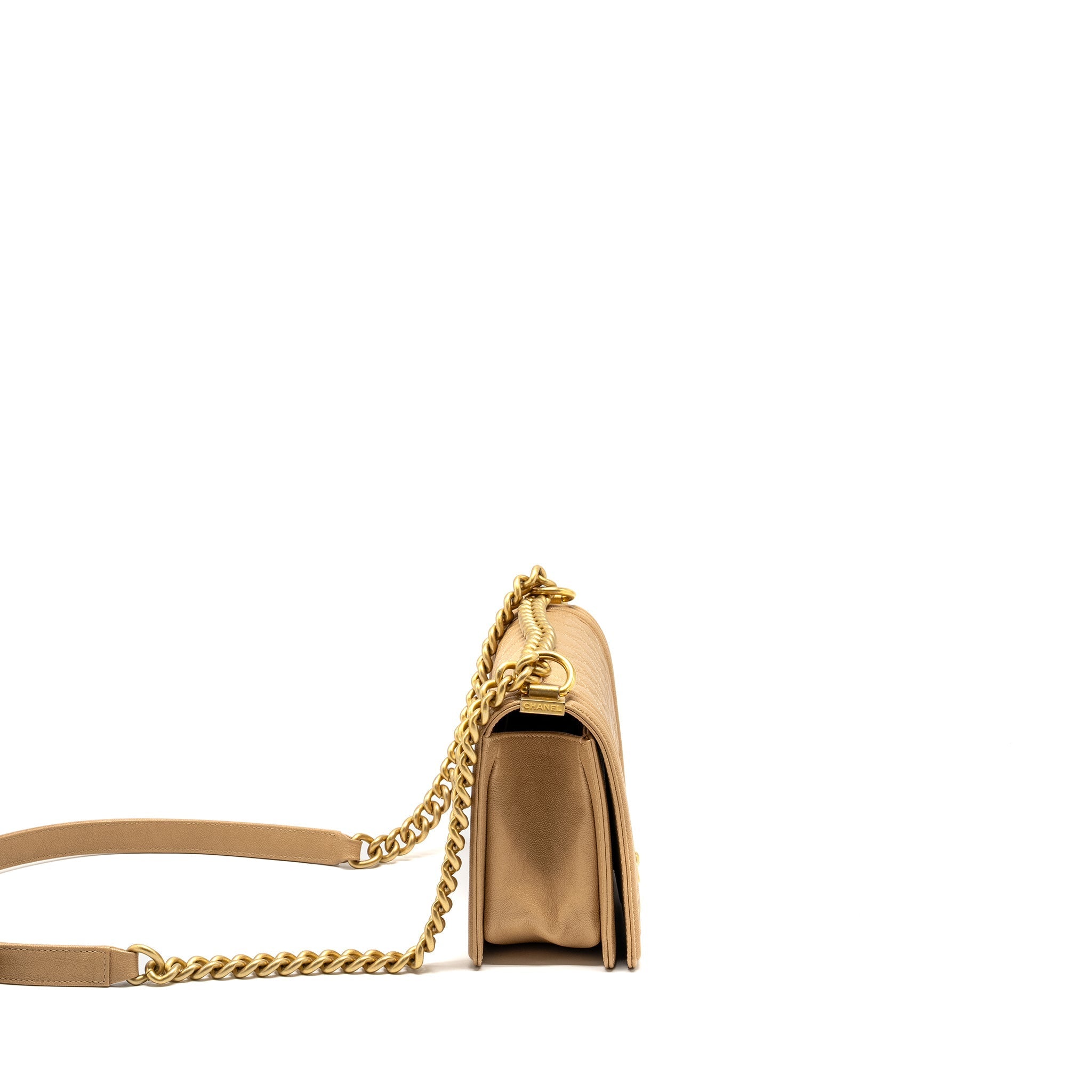 CHANEL MEDIUM BOY BAG CAVIAR BEIGE GHW
