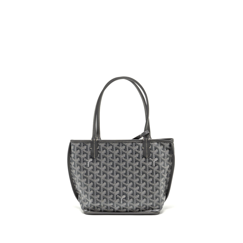 GOYARD MINI ANJOU TOTE BAG GOYARDINE CANVAS/CALFSKIN GREY SHW
