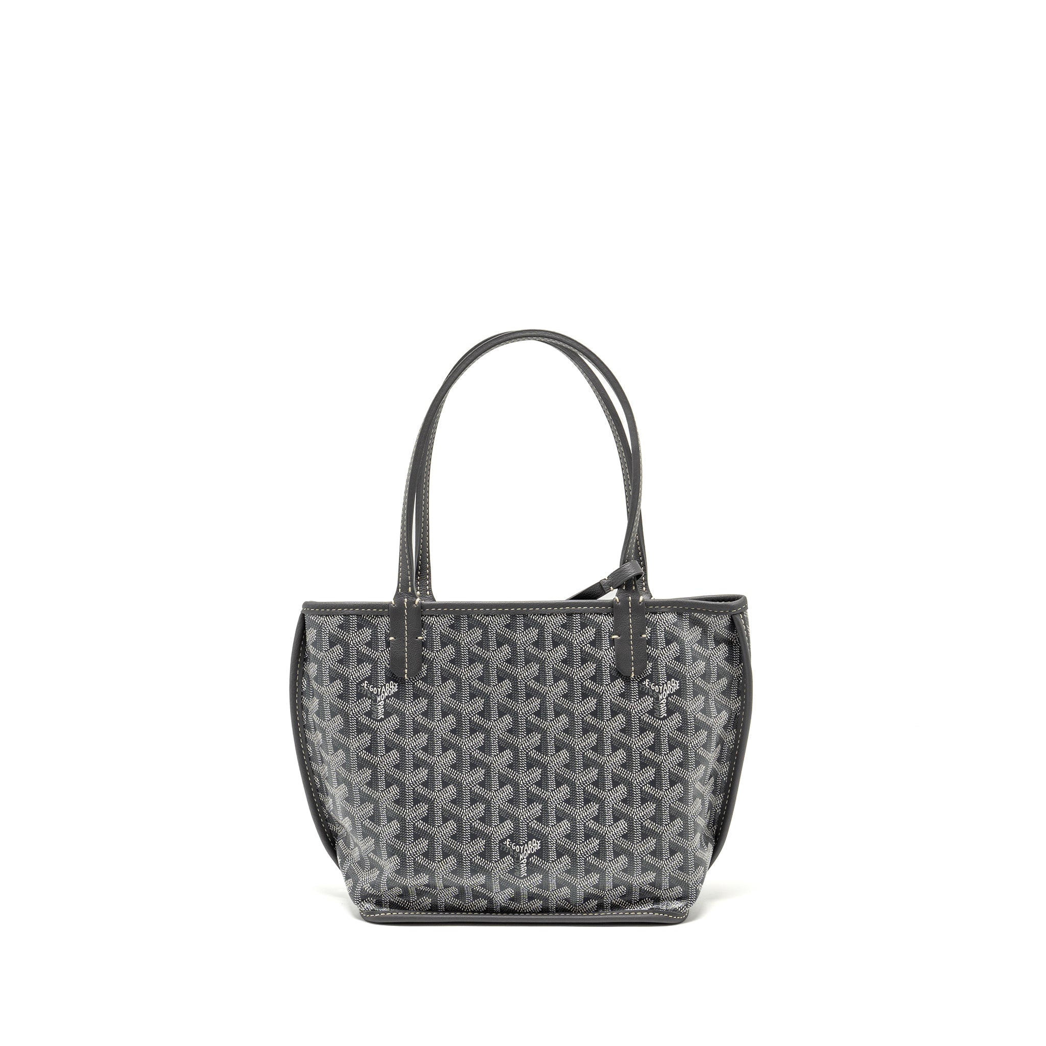 GOYARD MINI ANJOU TOTE BAG GOYARDINE CANVAS/CALFSKIN GREY SHW