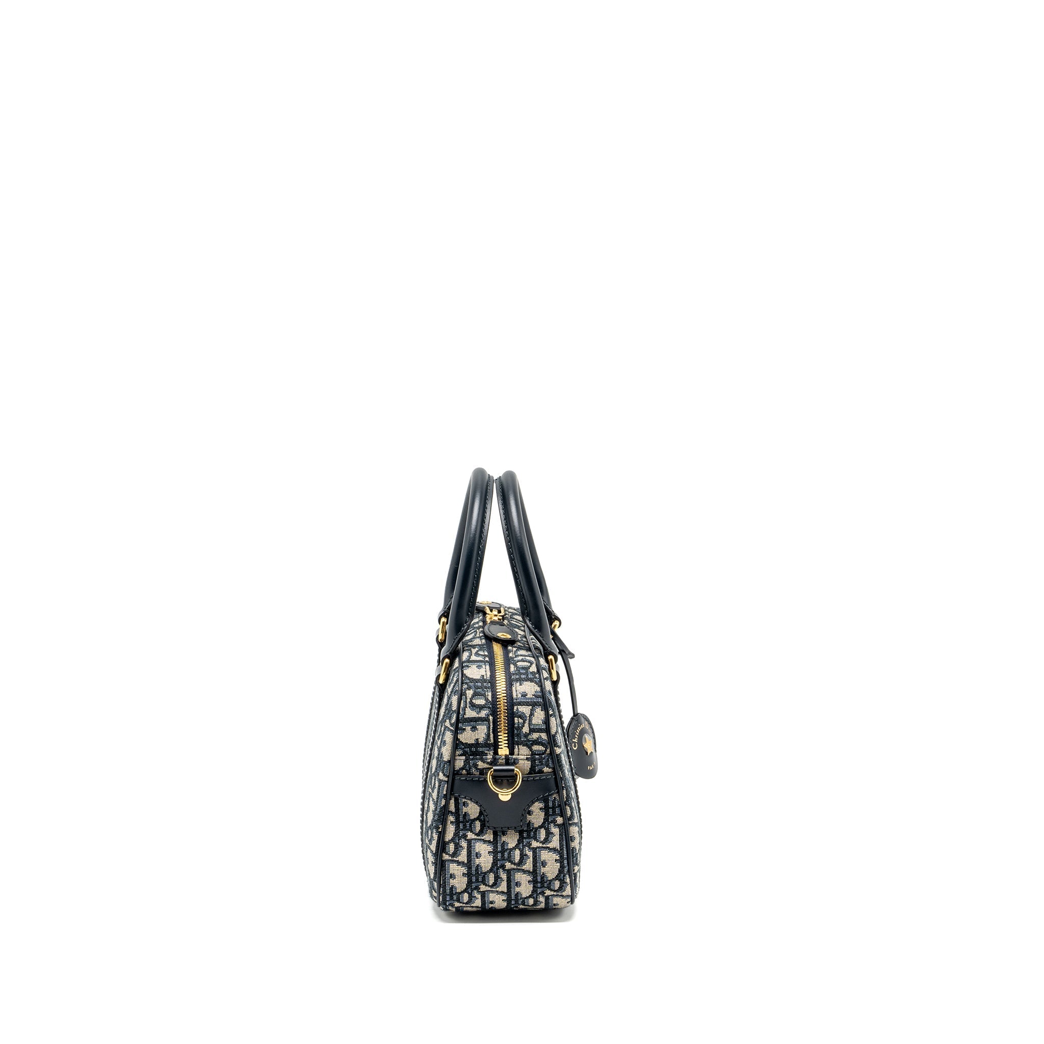 DIOR MEDIUM BOWLING BAG DIOR OBLIQUE CANVAS BLUE GHW