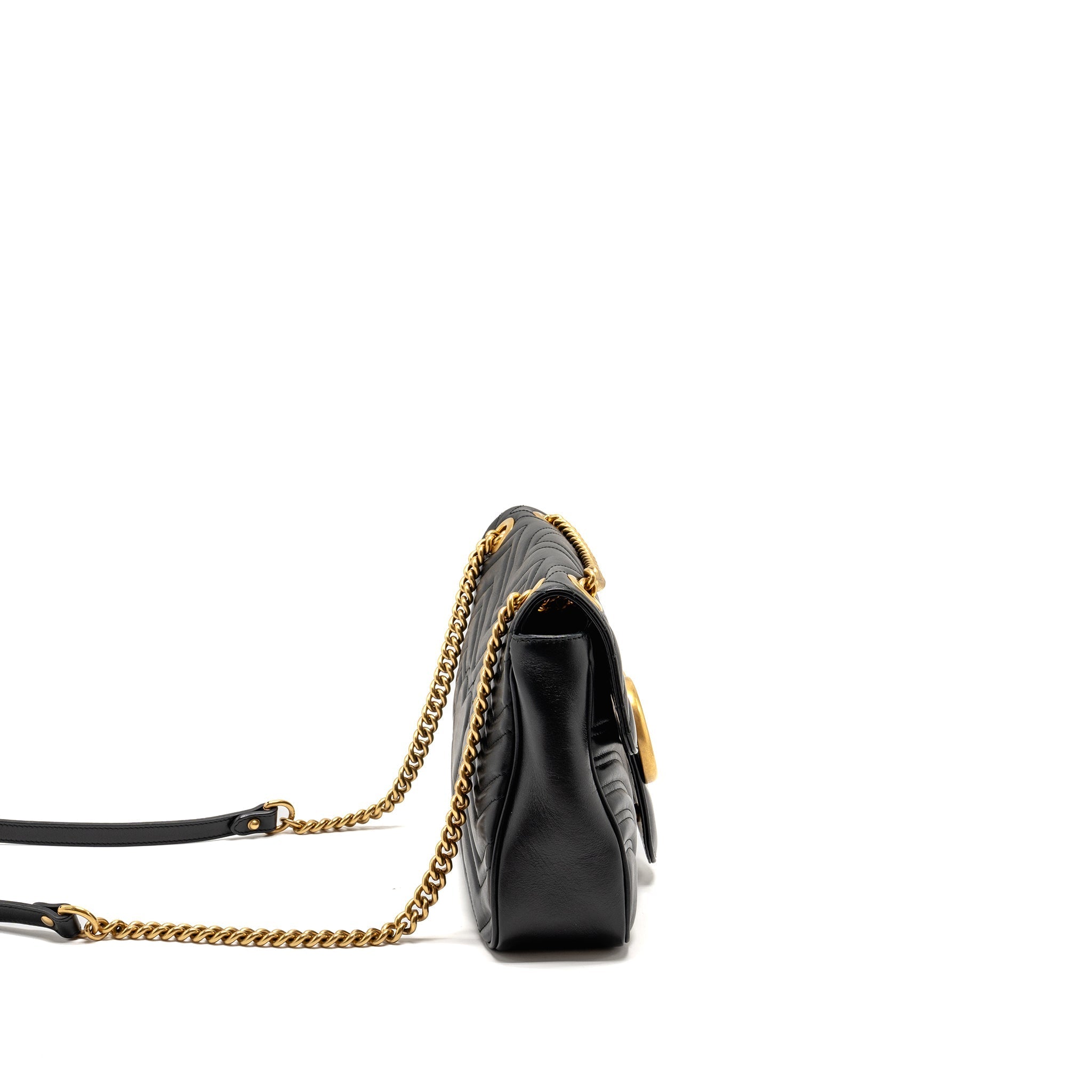 GUCCI MEDIUM GG MARMONT SHOULDER BAG CALFSKIN BLACK GHW