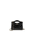 CHANEL MINI 31 CLUTCH WITH CHAIN SHINY CALFSKIN BLACK LGHW (MICROCHIP)