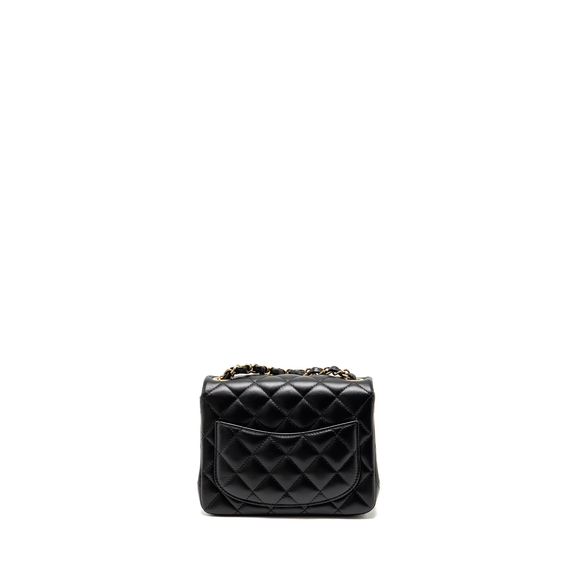CHANEL MINI SQUARE FLAP BAG LAMBSKIN BLACK LGHW (MICROCHIP)