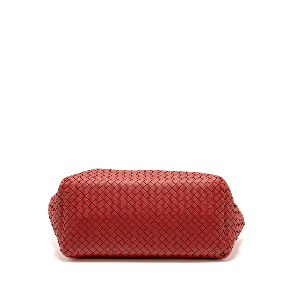 BOTTEGA VENETA INTRECCIATO CHAIN SHOULDER BAG LEATHER RED/BLACK WITH BLACK HARDWARE