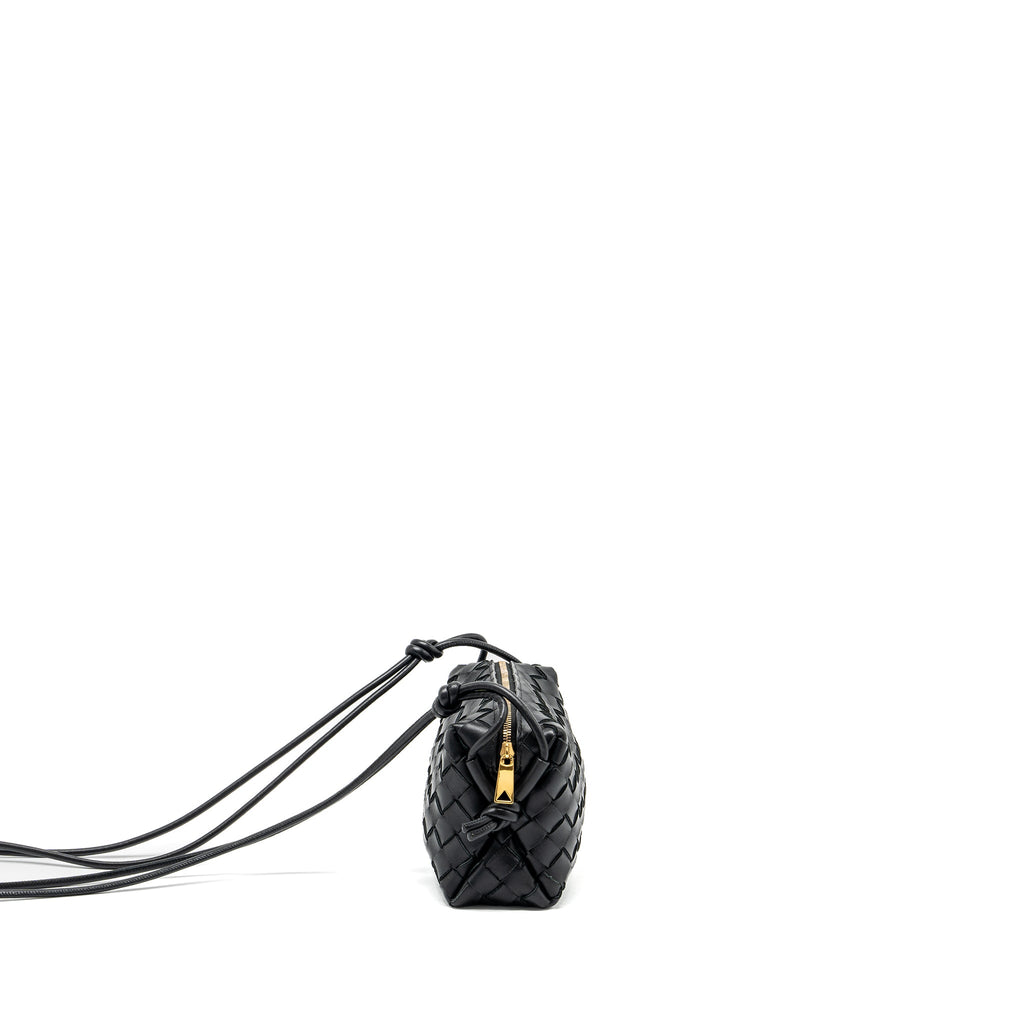 BOTTEGA VENETA MINI LOOP CAMERA BAG LAMBSKIN BLACK GHW