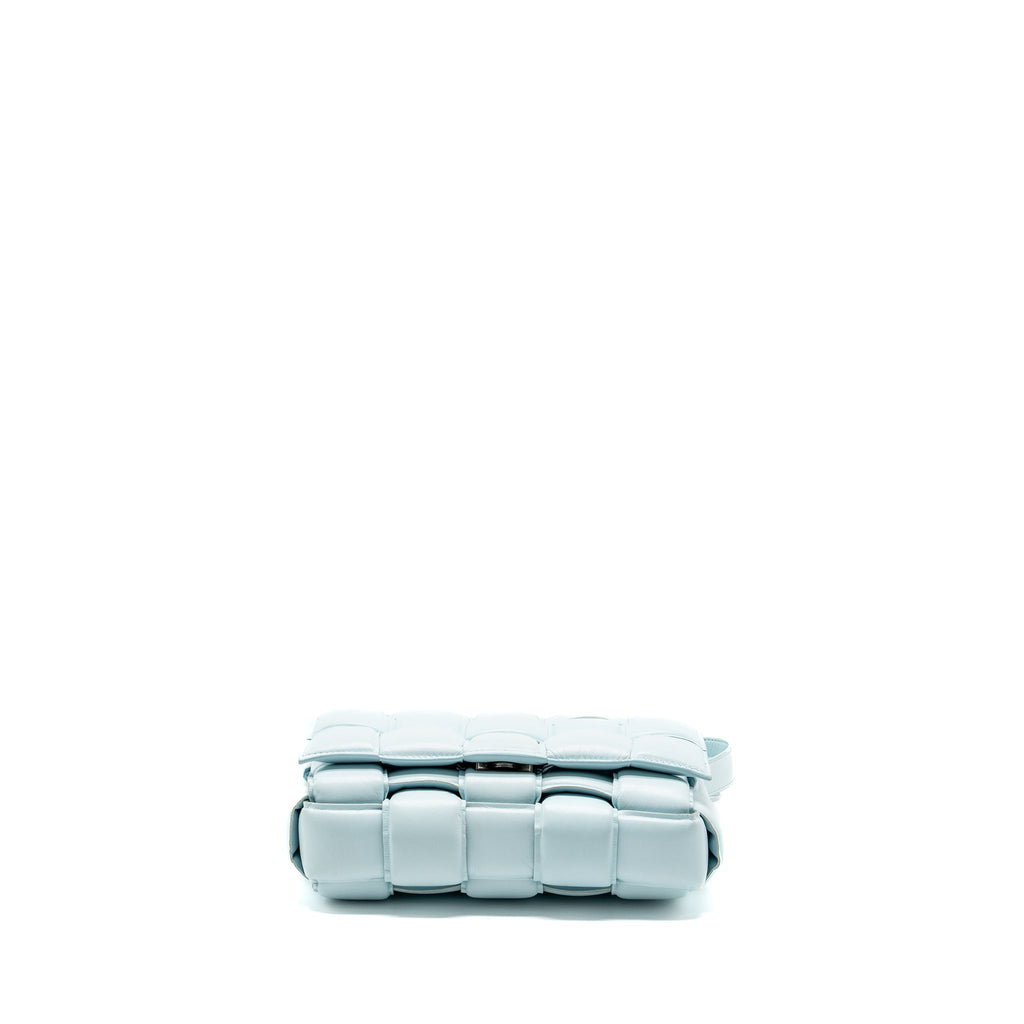 BOTTEGA VENETA PADDED CASSETTE SOFT LAMBSKIN LIGHT BLUE SHW