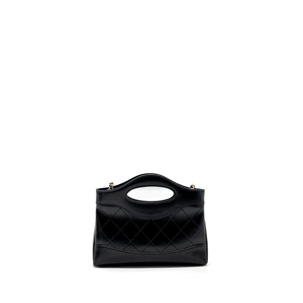 CHANEL 24C MINI 31 CLUTCH WITH CHAIN SHINY CALFSKIN BLACK LGHW (MICROCHIP)