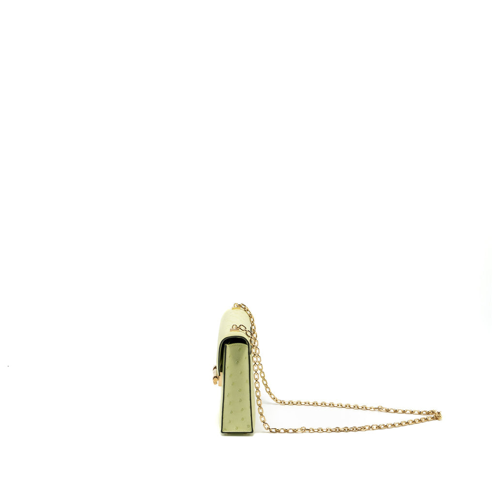 HERMES MINI VERROU OSTRICH R9 JAUNE BOURGEON GHW