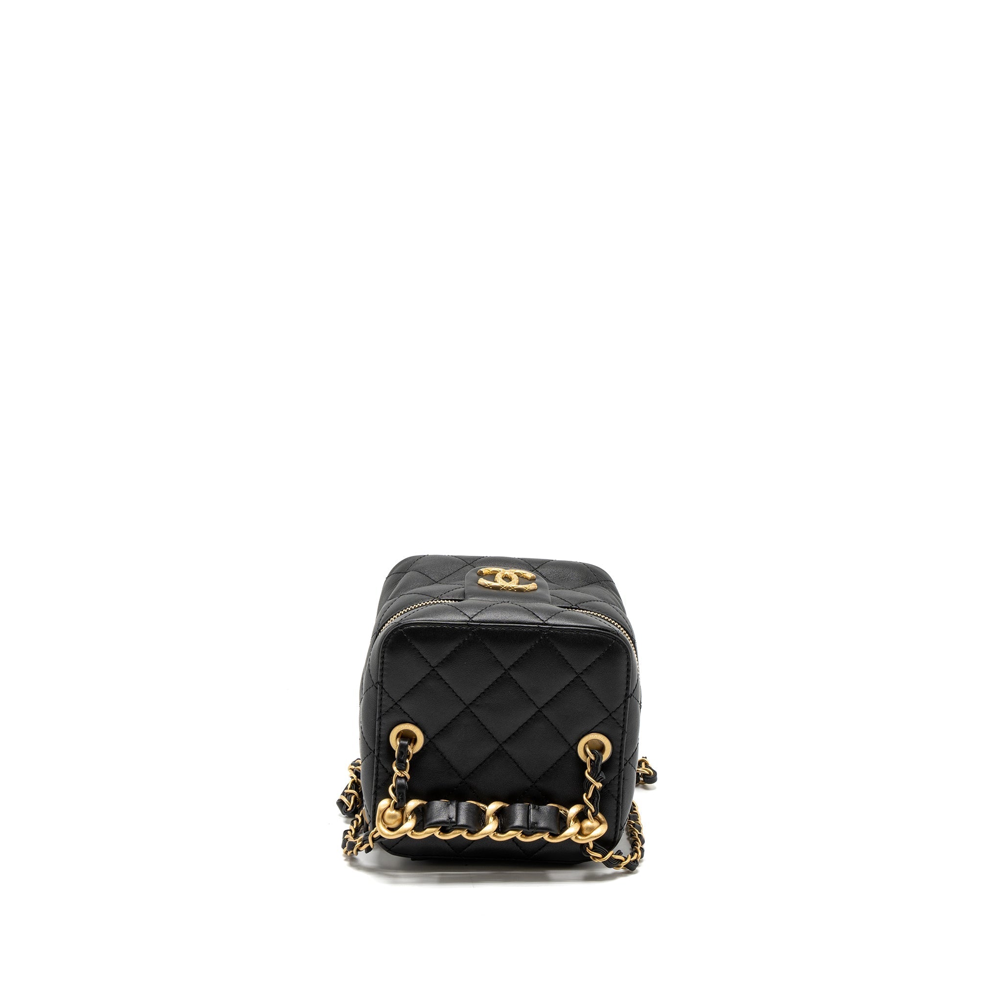 CHANEL TOP HANDLE VANITY CROSSBODY BAG CALFSKIN BLACK BRUSHED GHW (MICROCHIP)