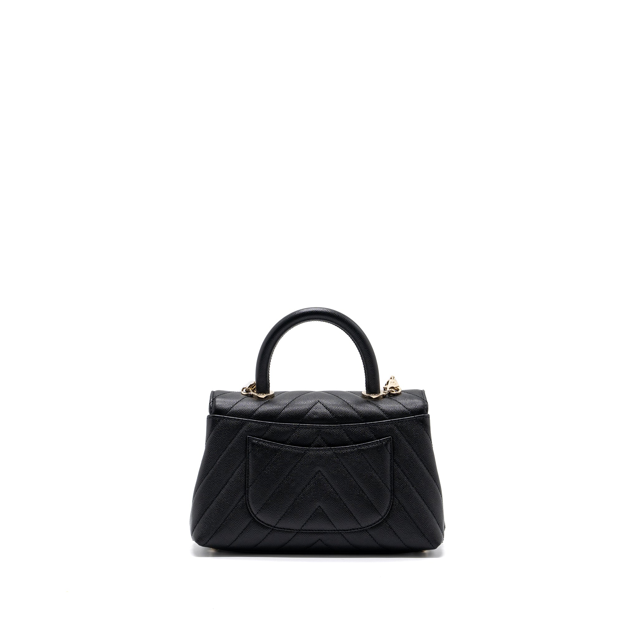 CHANEL SMALL COCO HANDLE CHEVRON CAVIAR BLACK LGHW