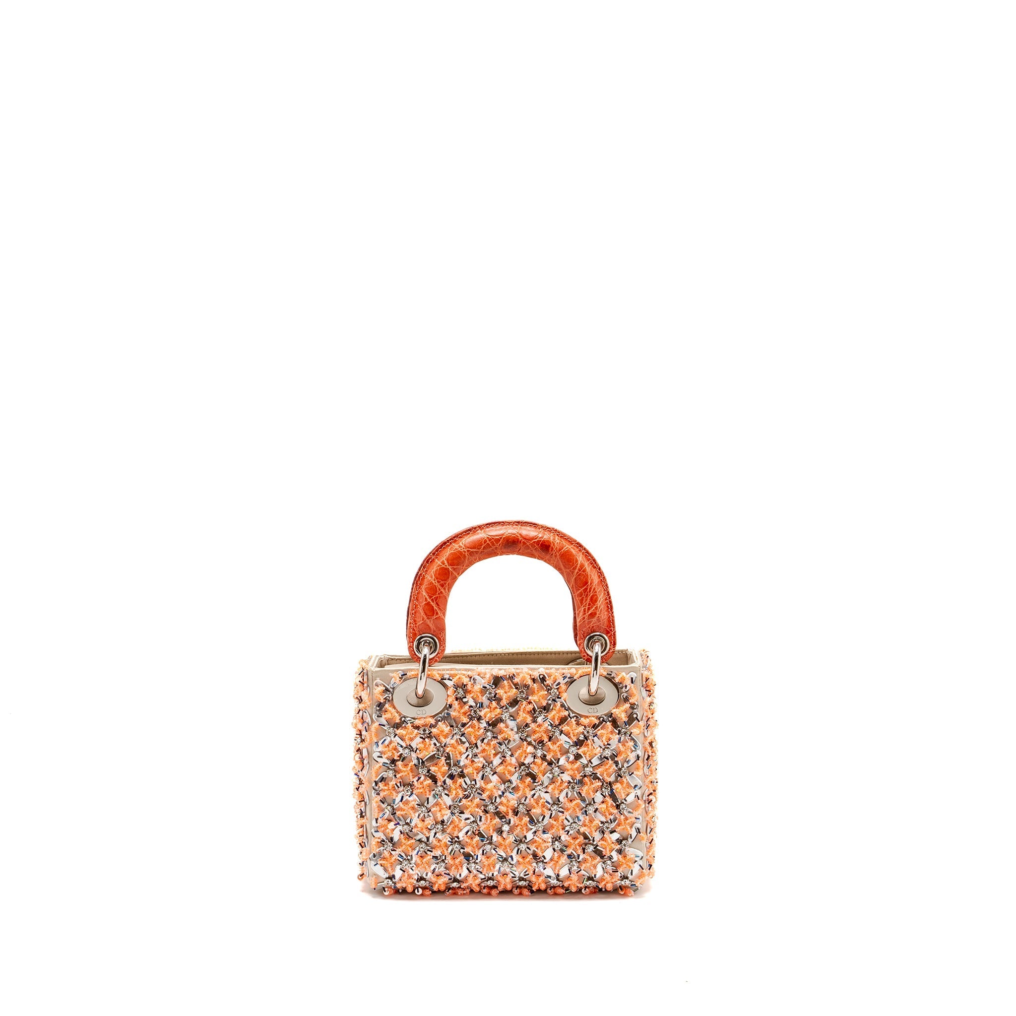 DIOR MINI LADY DIOR LIMITED EDITION VELVET / ALLIGATOR / SEQUIN LIGHT PINK SHW