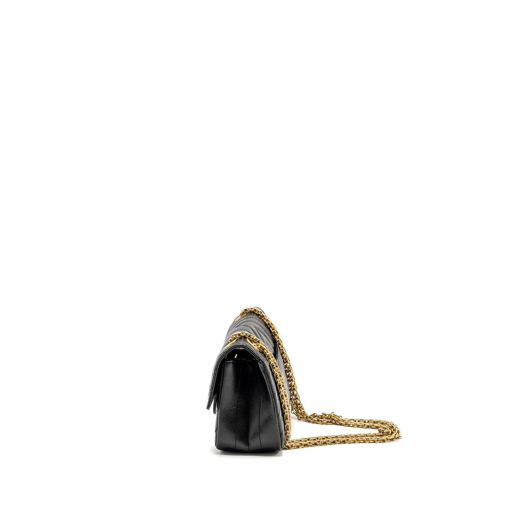 CHANEL MINI 2.55 REISSUE CHEVRON CALFSKIN BLACK GHW (MICROCHIP)