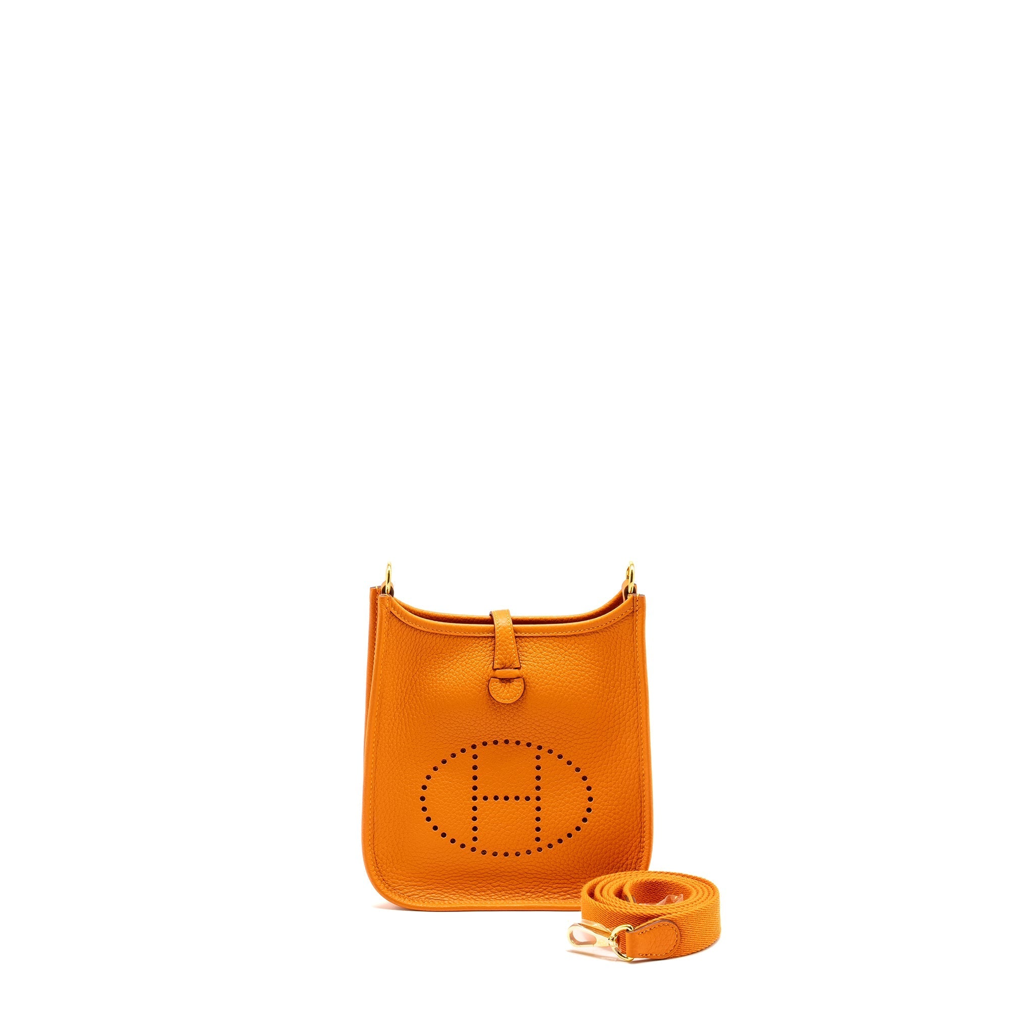 HERMES MINI EVELYNE CLEMENCE ORANGE GHW