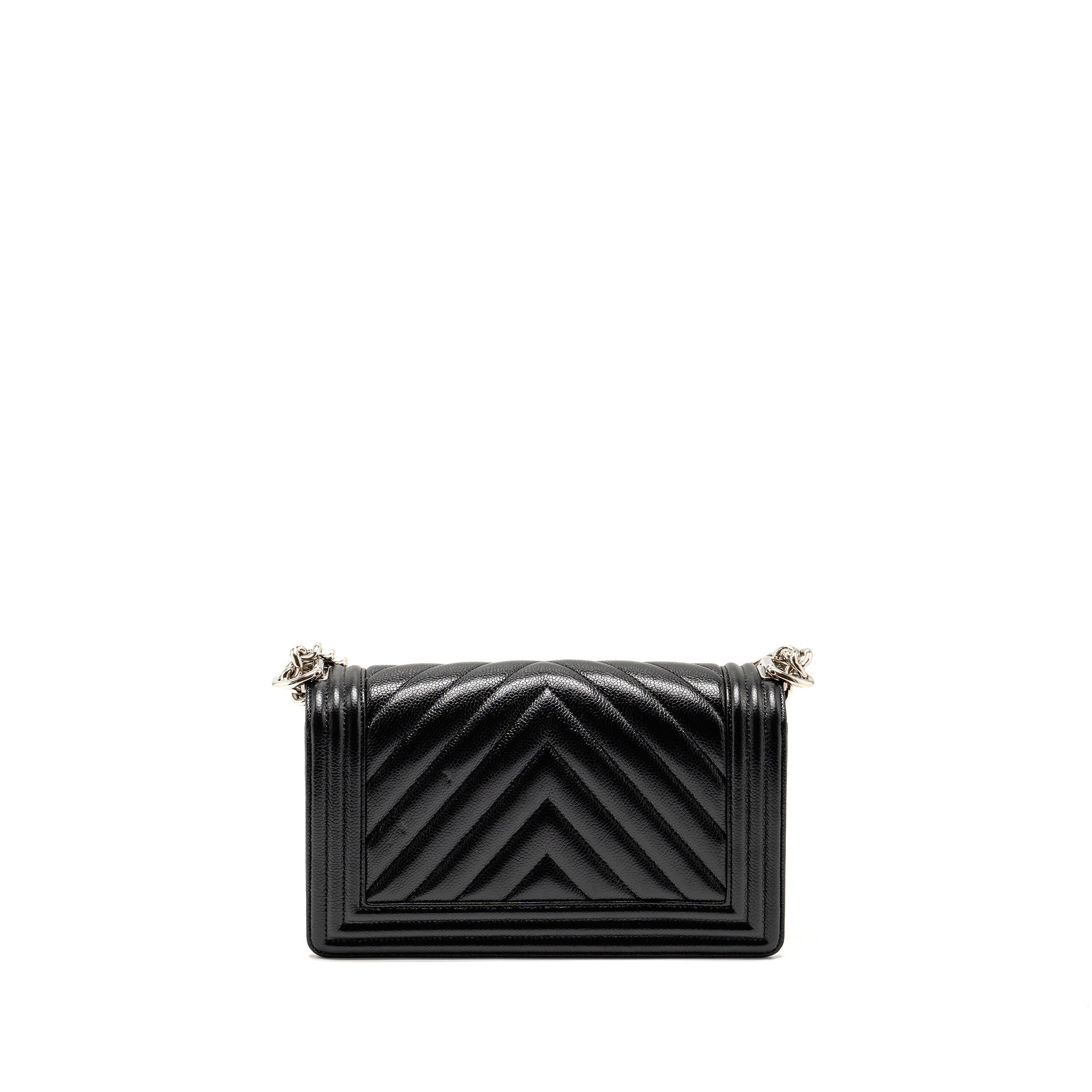 CHANEL CHEVRON MEDIUM BOY BAG CAVIAR BLACK SHW