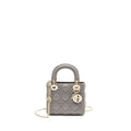 DIOR MINI LADY DIOR LAMBSKIN GREY LGHW