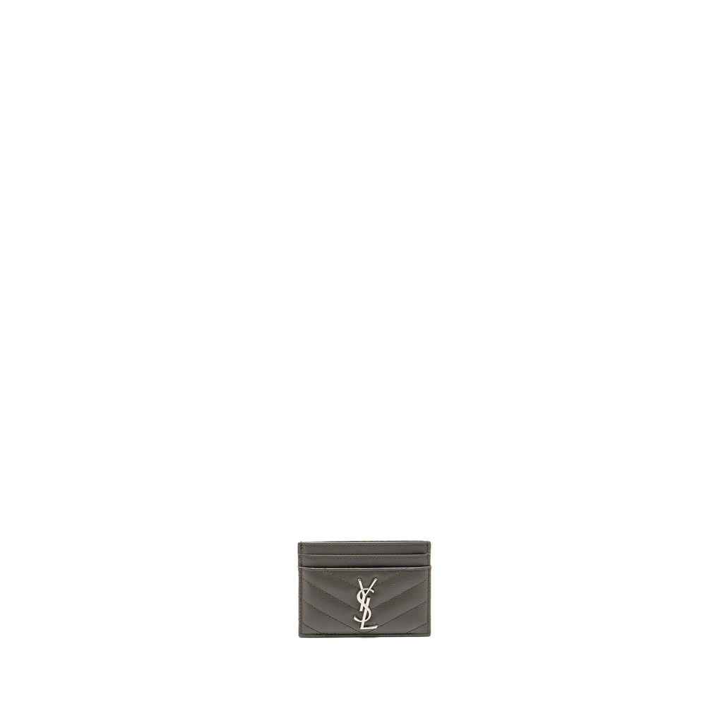 SAINT LAURENT CARD HOLDER CALFSKIN GREY SHW