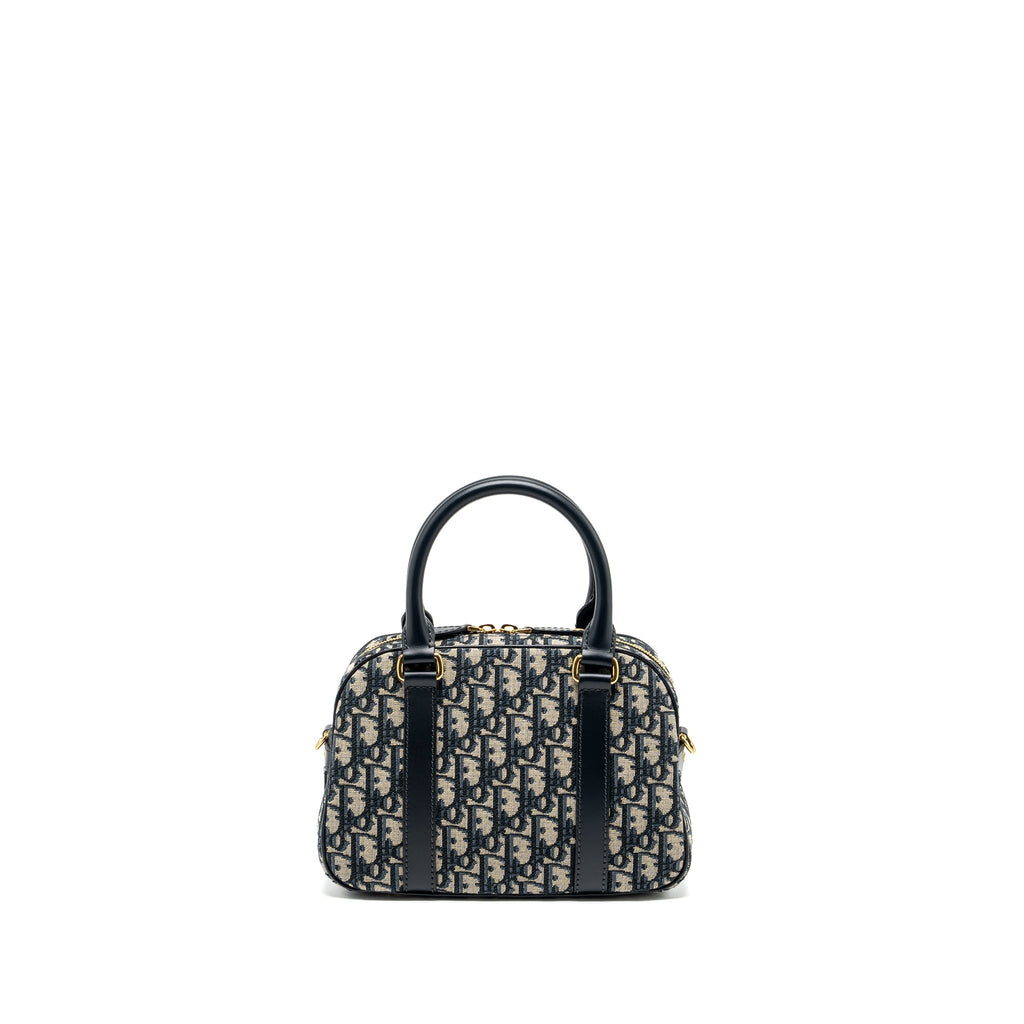 DIOR MEDIUM BOWLING BAG DIOR OBLIQUE CANVAS BLUE GHW