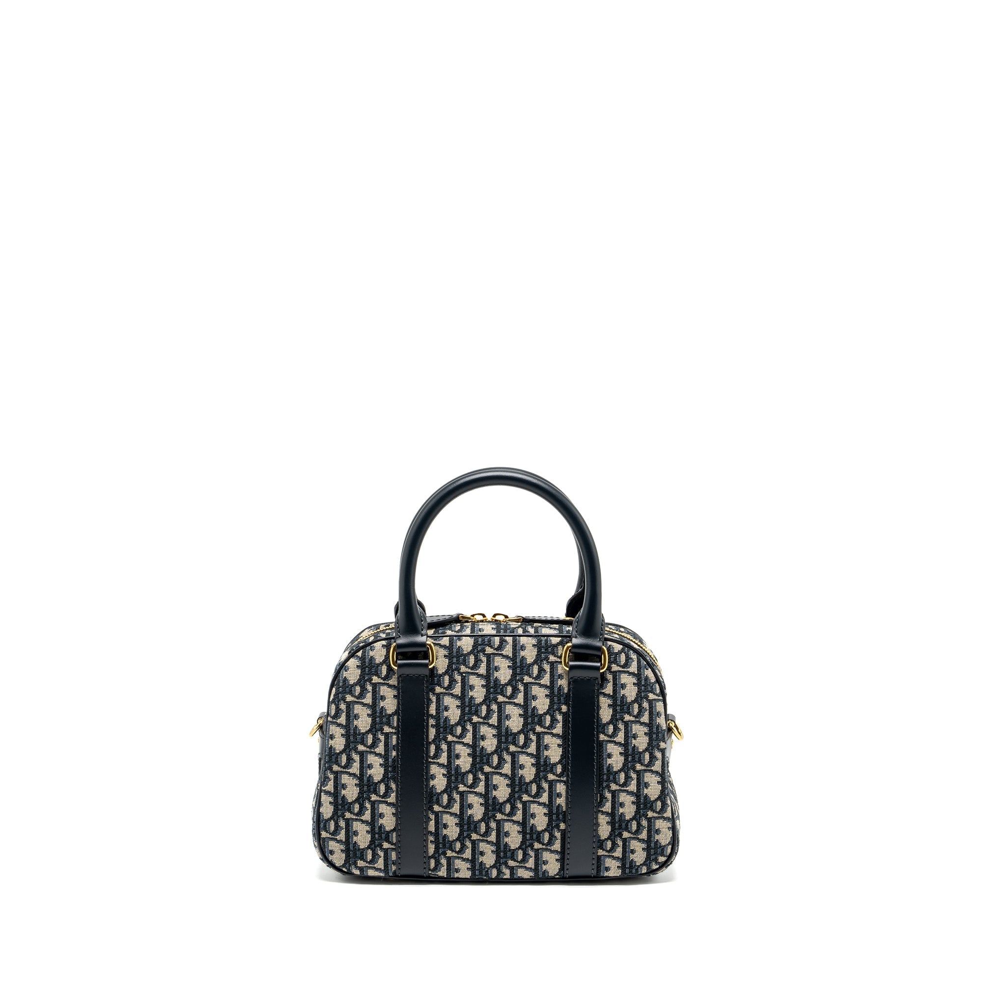 DIOR MEDIUM BOWLING BAG DIOR OBLIQUE CANVAS BLUE GHW