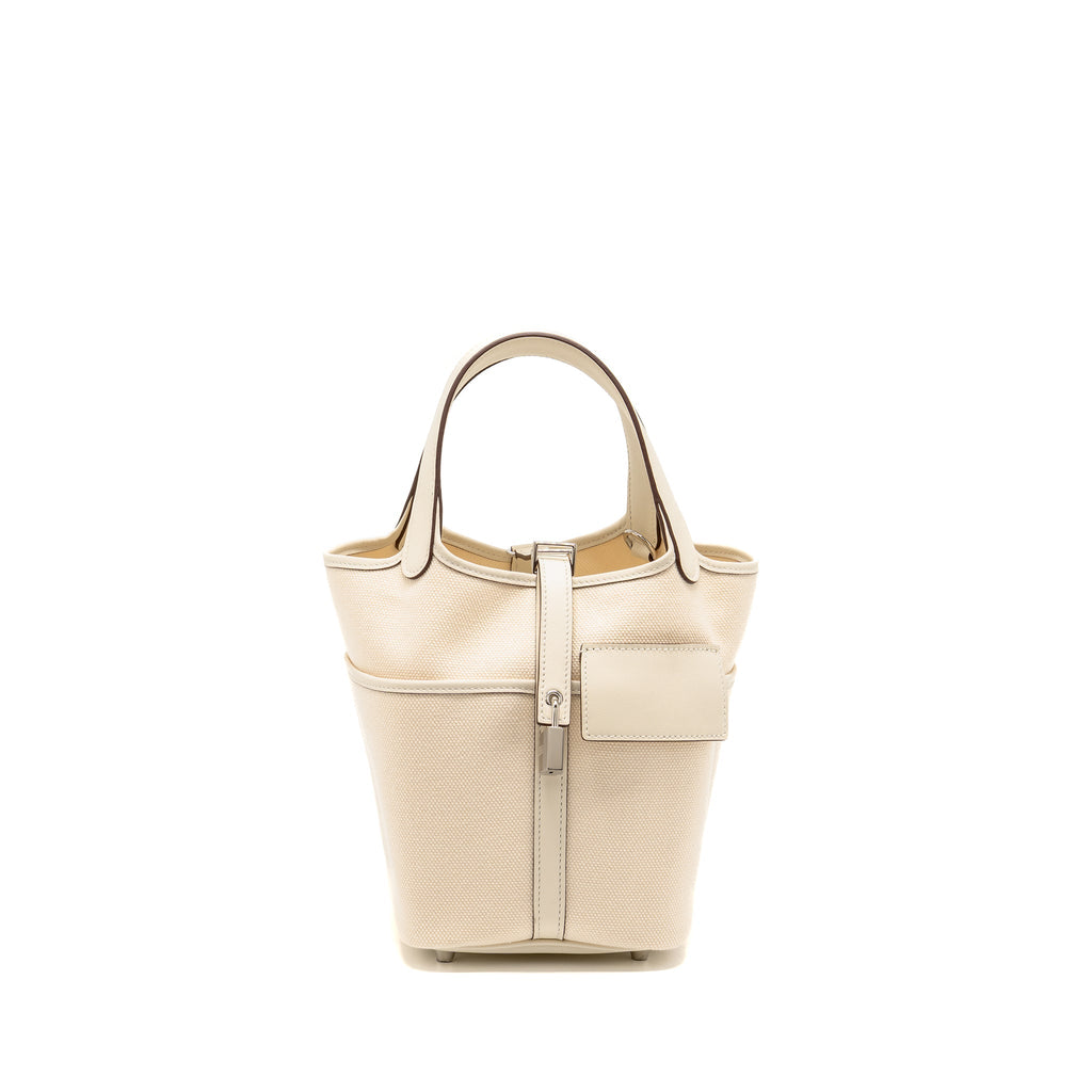HERMES CARGO PICOTIN 18 LOCK BAG CANVAS/SWIFT ECRU/NATA SHW
