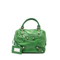 BALENCIAGA ZIP HANDLE BAG GREEN LEATHER SHW