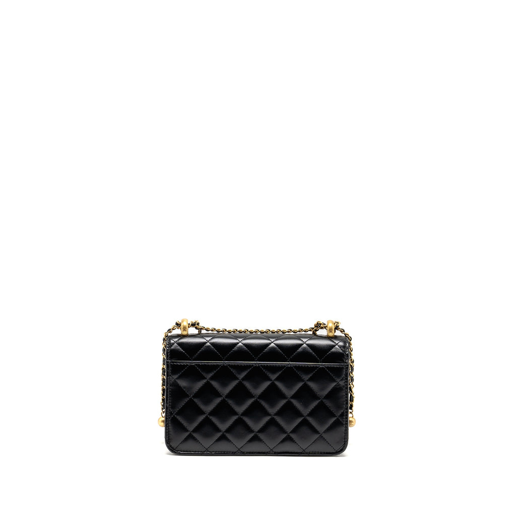 CHANEL 24C GOLD CRUSH WALLET ON CHAIN CALFSKIN BLACK GHW(MICROCHIP)