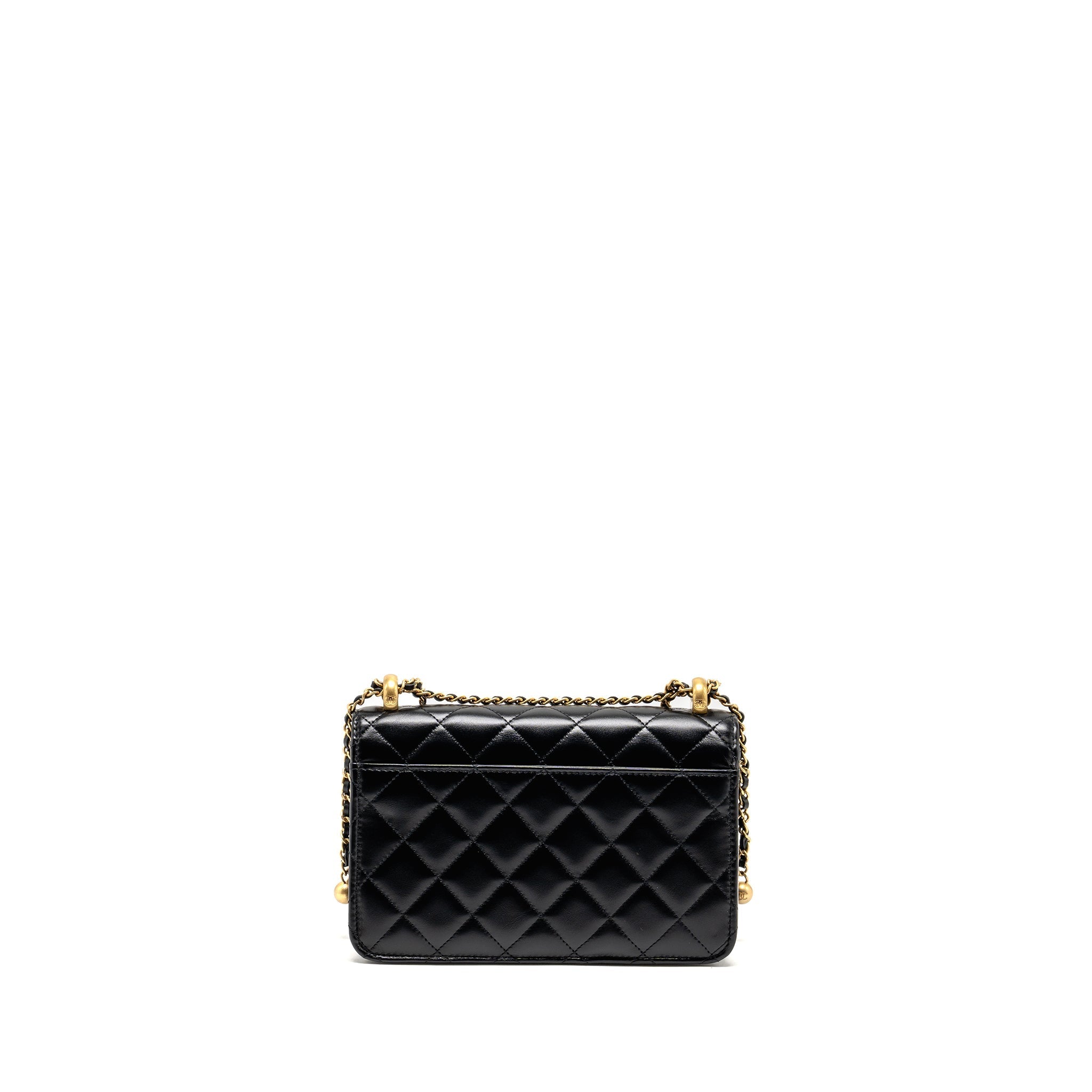 CHANEL 24C GOLD CRUSH WALLET ON CHAIN CALFSKIN BLACK GHW(MICROCHIP)