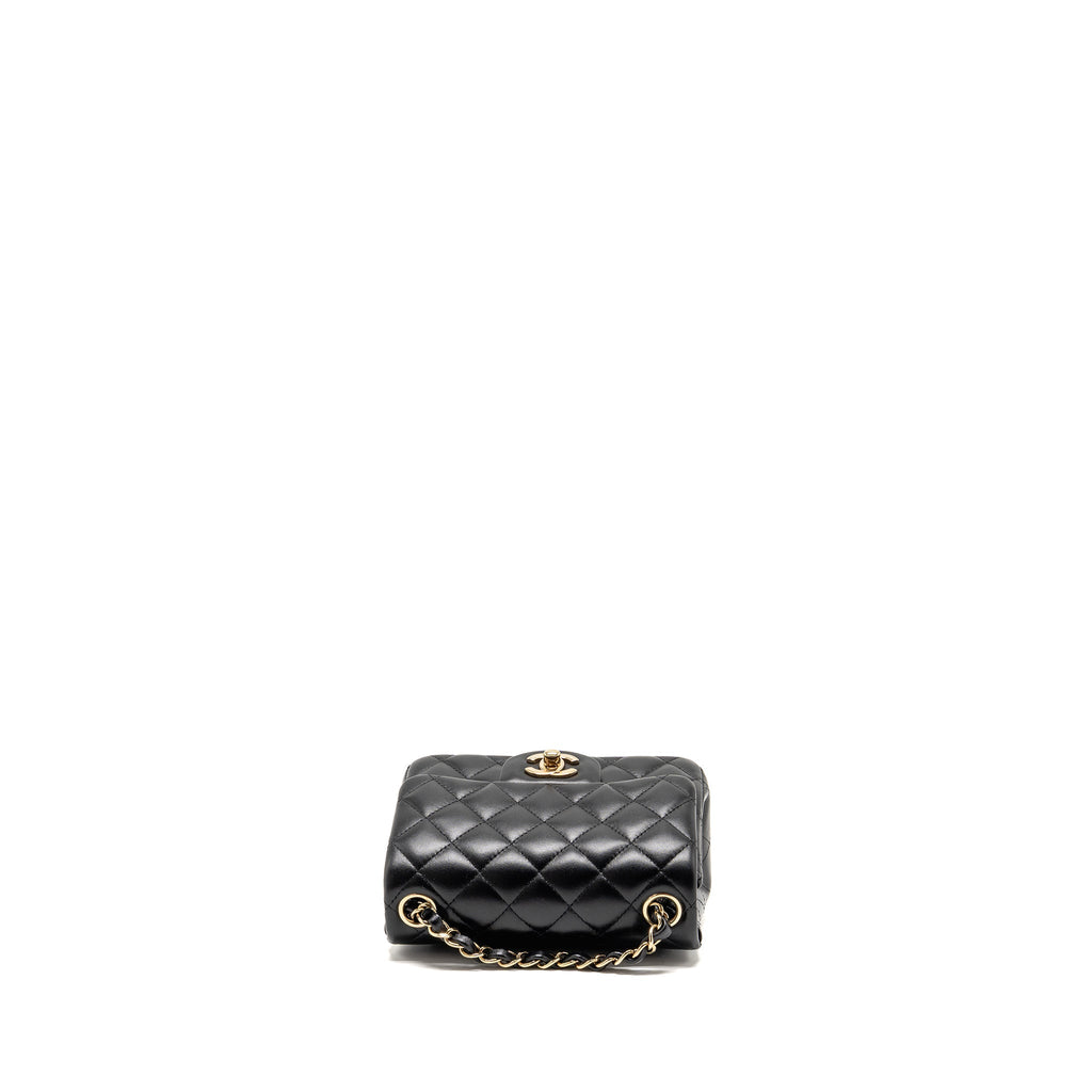 CHANEL MINI SQUARE FLAP BAG LAMBSKIN BLACK LGHW (MICROCHIP)