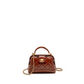 CHANEL 24A SMALL TOP HANDLE DOCTOR BAG QUILTED SHINY LAMBSKIN CARAMEL GHW (MICROCHIP)