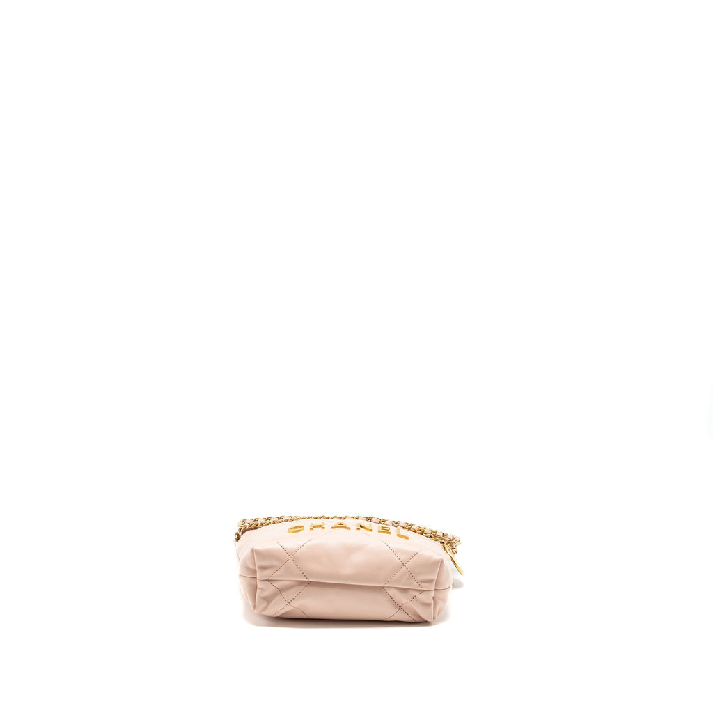 CHANEL MINI 22 BAG SHINY CALFSKIN PINK GHW (MICROCHIP)