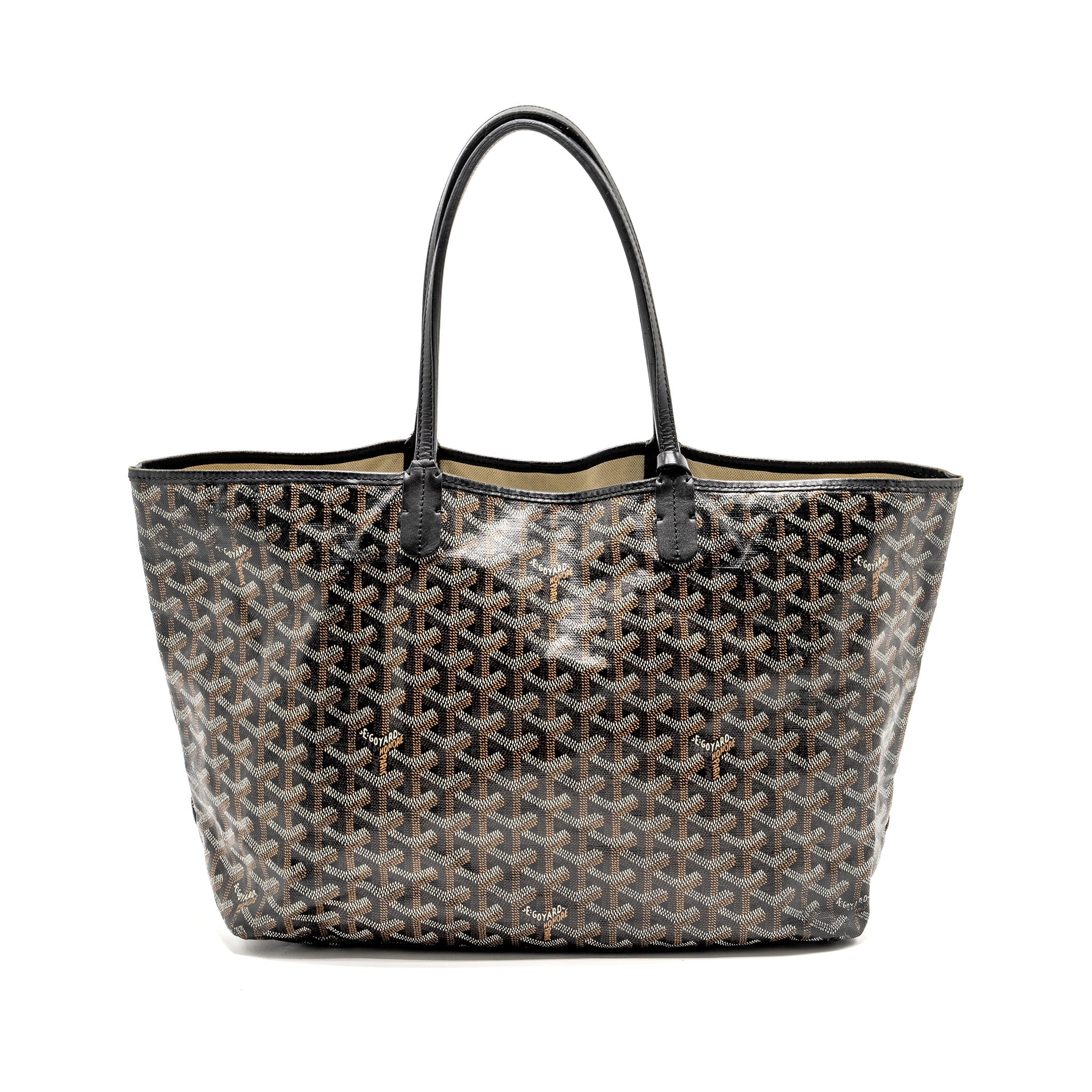 GOYARD SAINT LOUIS PM TOTE BAG GOYARDINE CANVAS / CALFSKIN BLACK SHW