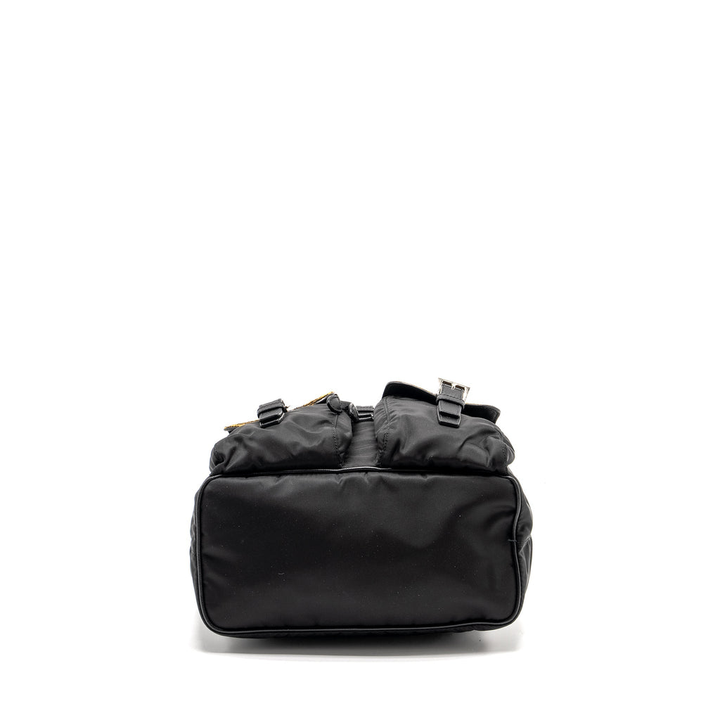PRADA NYLON SHOULDER BAG WITH OSTRICH HANDLE BLACK / MULTICOLOUR SHW