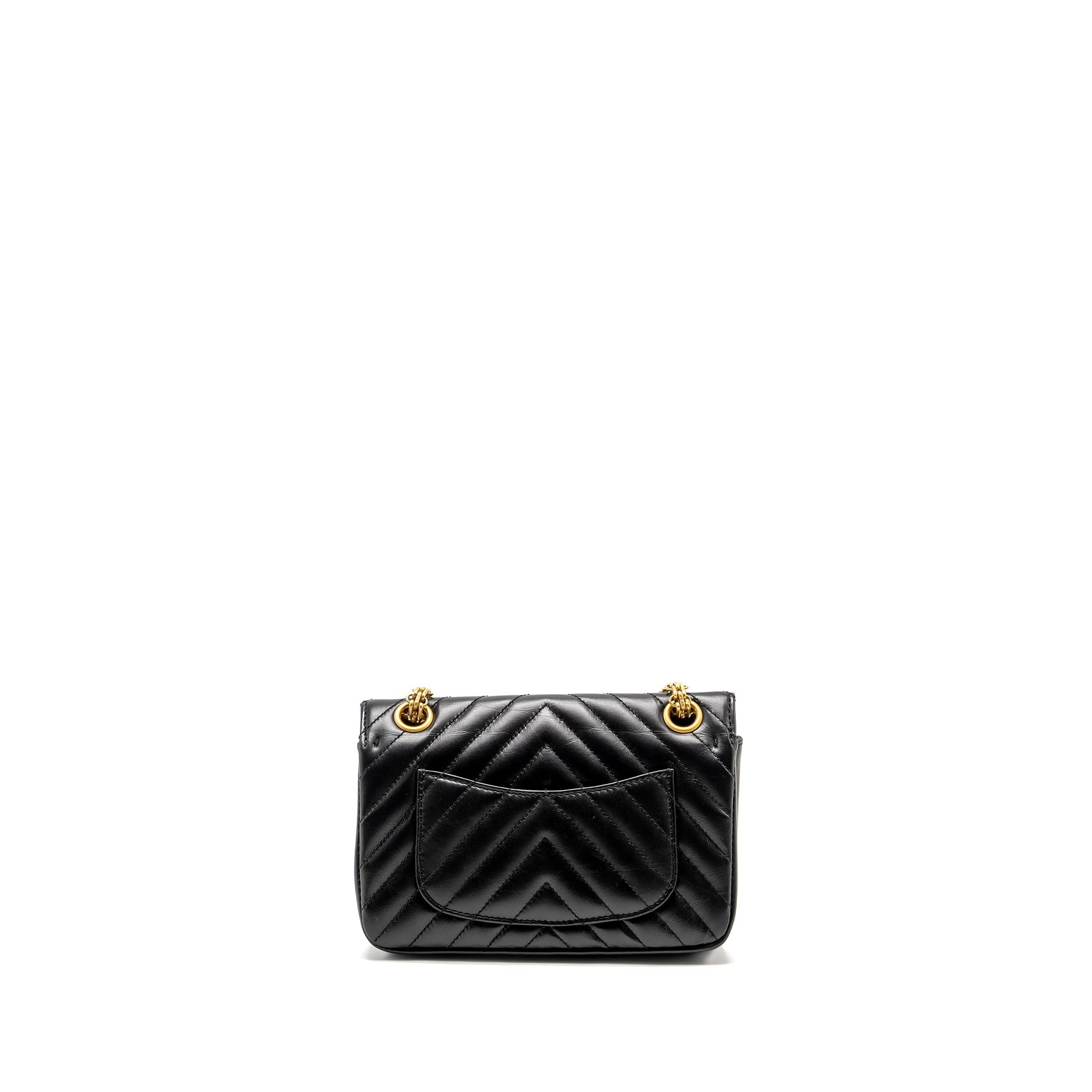 CHANEL MINI 2.55 REISSUE CHEVRON CALFSKIN BLACK GHW (MICROCHIP)