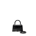 BALENCIAGA XS HOURGLASS CROC-EMBOSSED CALFSKIN SO BLACK