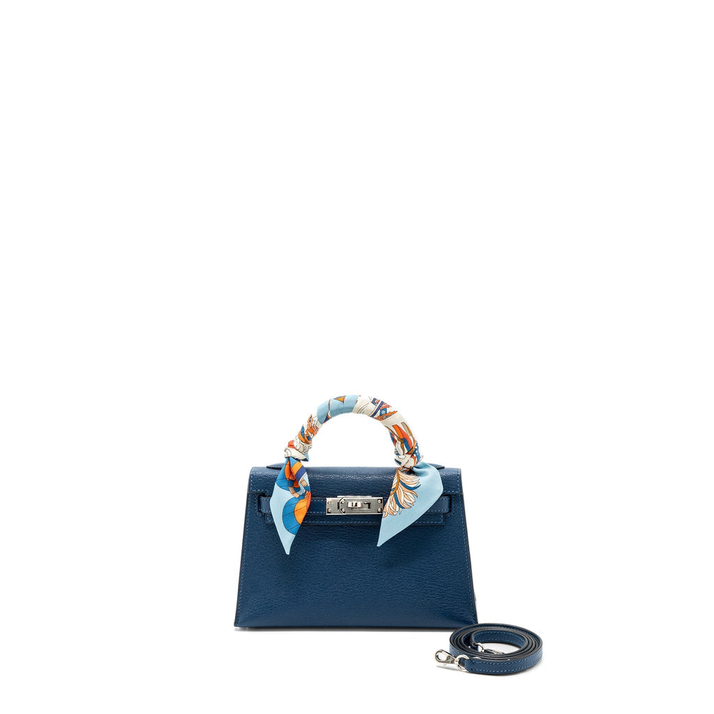 HERMES MINI KELLY CHÈVRE MYSORE DEEP BLUE/ BLUE IZMIR SHW