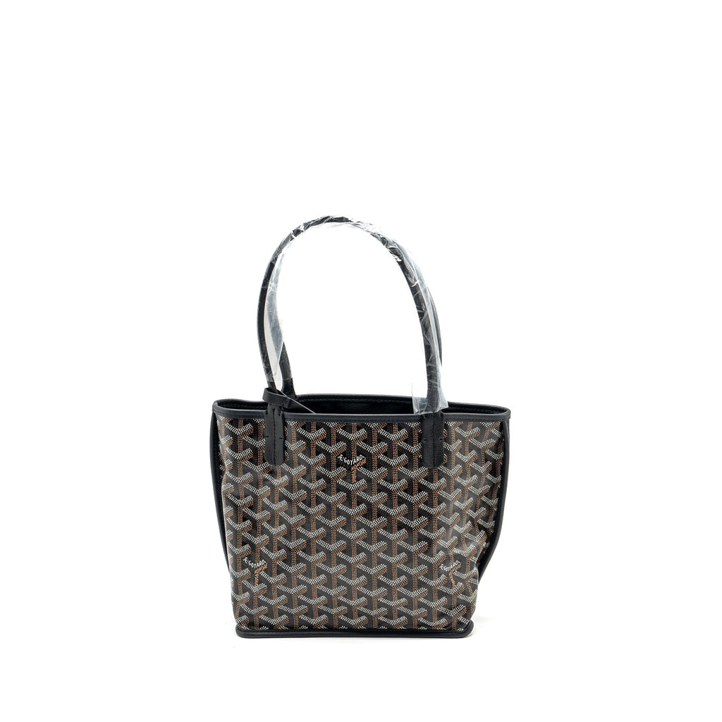 GOYARD MINI ANJOU TOTE BAG GOYARDLINE CANVAS / CALFSKIN BLACK SHW