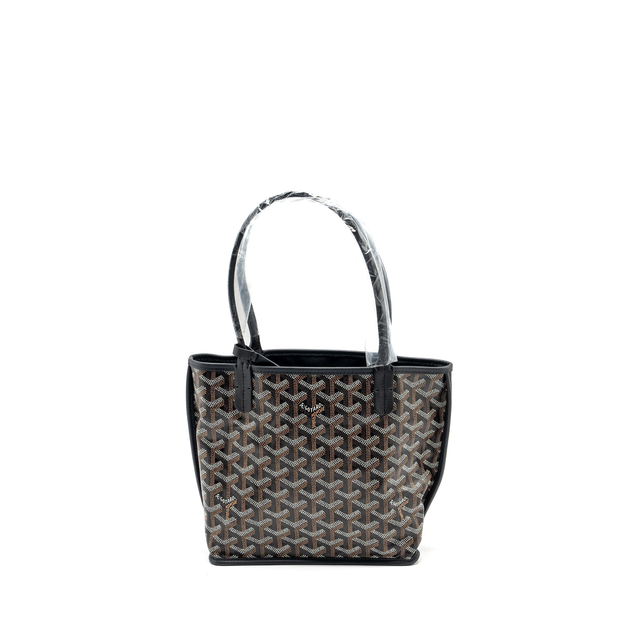 GOYARD MINI ANJOU TOTE BAG GOYARDLINE CANVAS / CALFSKIN BLACK SHW