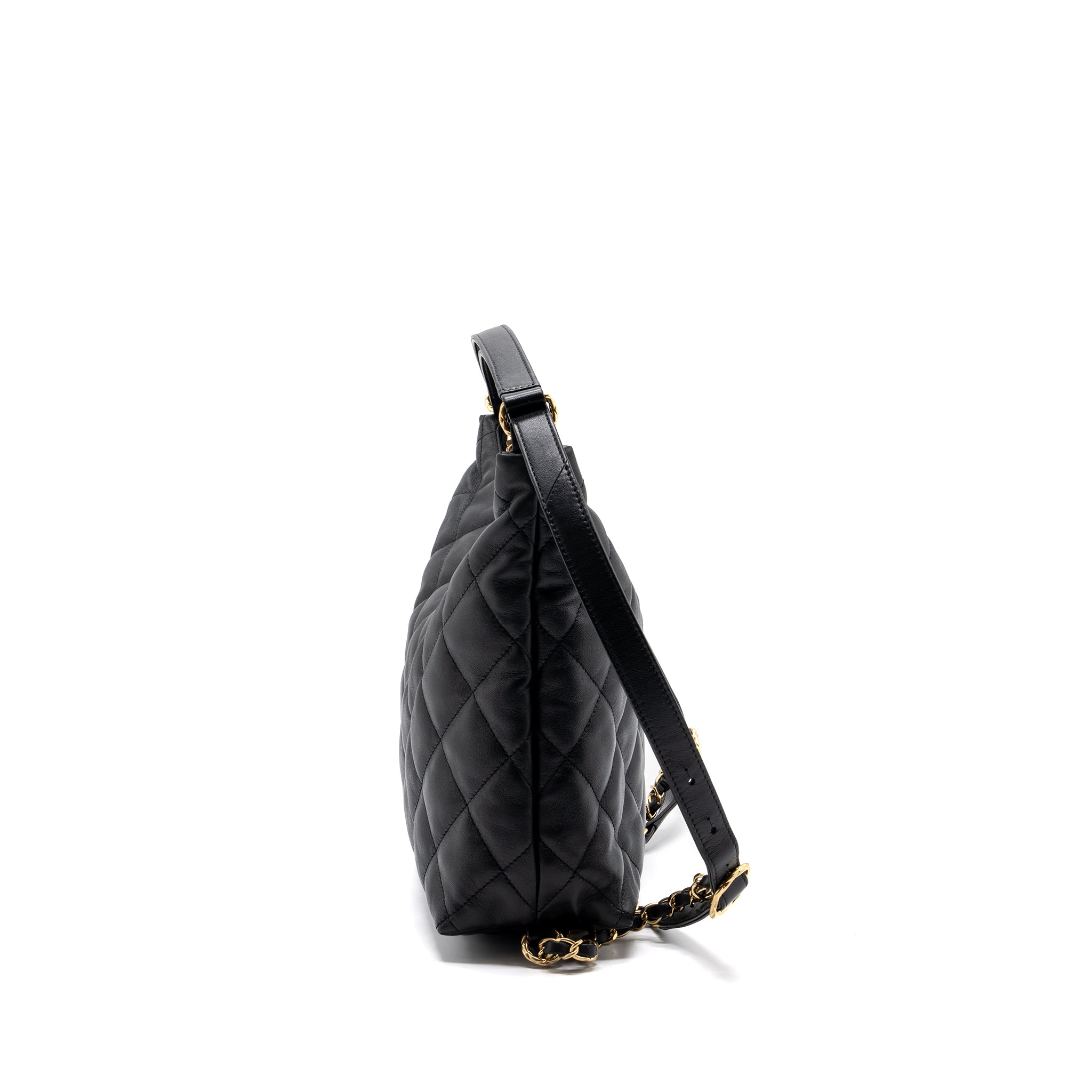 CHANEL 22B HOBO BAG LAMBSKIN BLACK GHW (MICROCHIP)