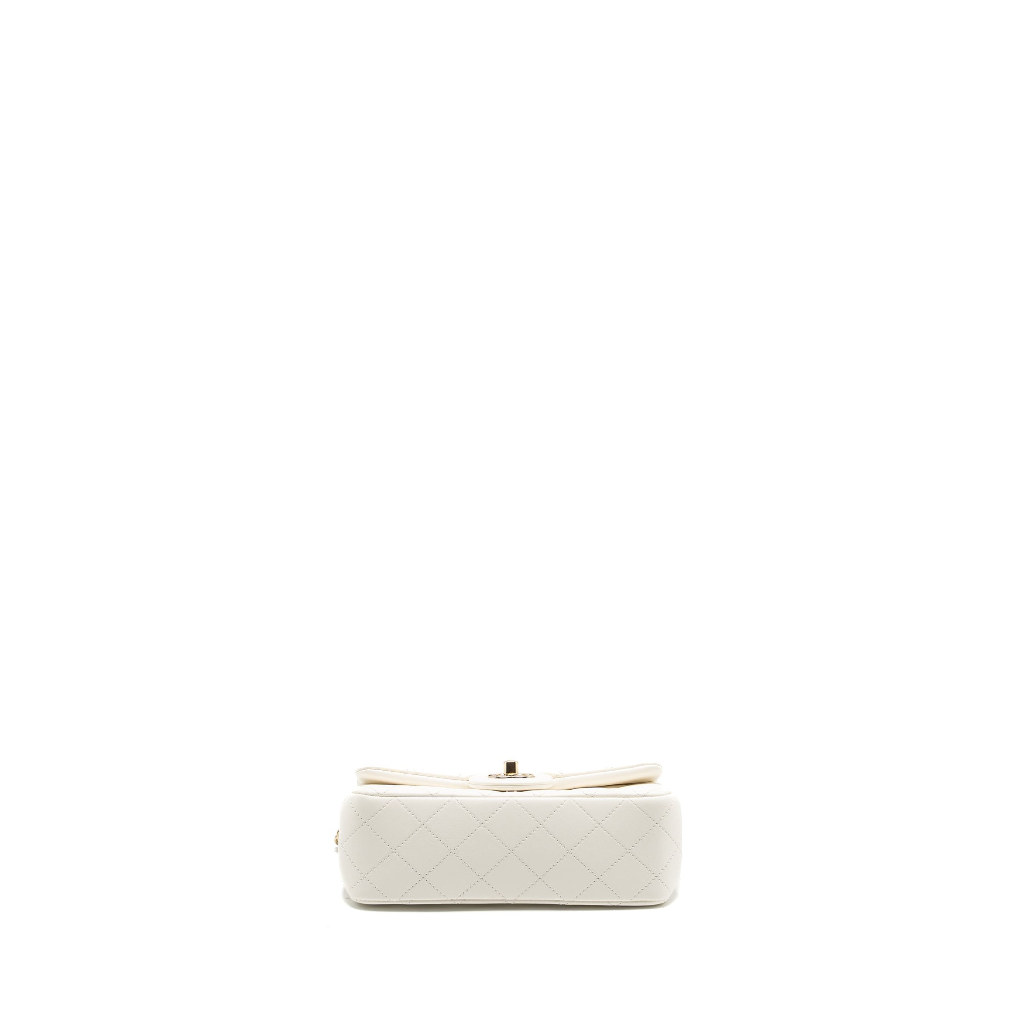 CHANEL 23C PEARL CRUSH MINI RECTANGULAR FLAP BAG LAMBSKIN WHITE LGHW (MICROCHIP)
