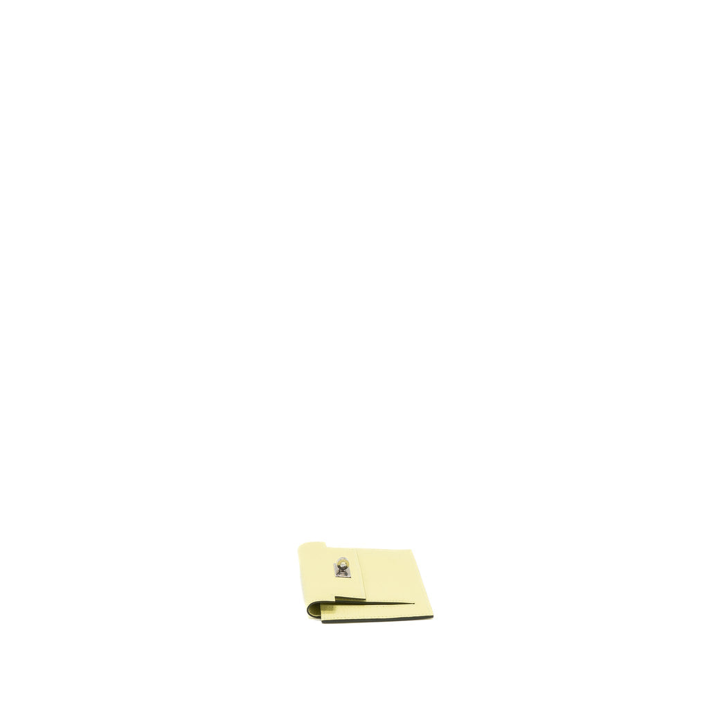 HERMES KELLY POCKET COMPACT CHEVRE MYSORE R9 JAUNE BOURGE SHW