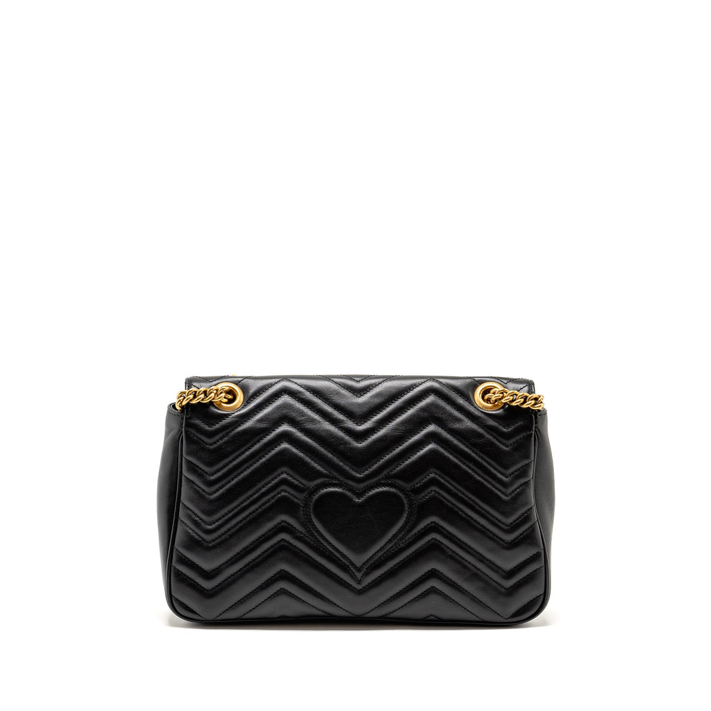 GUCCI MEDIUM GG MARMONT SHOULDER BAG CALFSKIN BLACK GHW