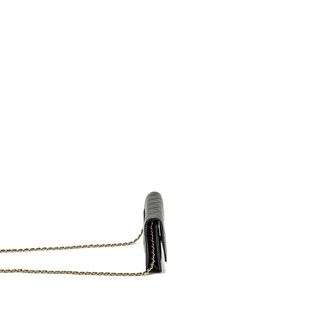 CHANEL CLASSIC WALLET ON CHAIN CAVIAR BLACK GHW (MICROCHIP)
