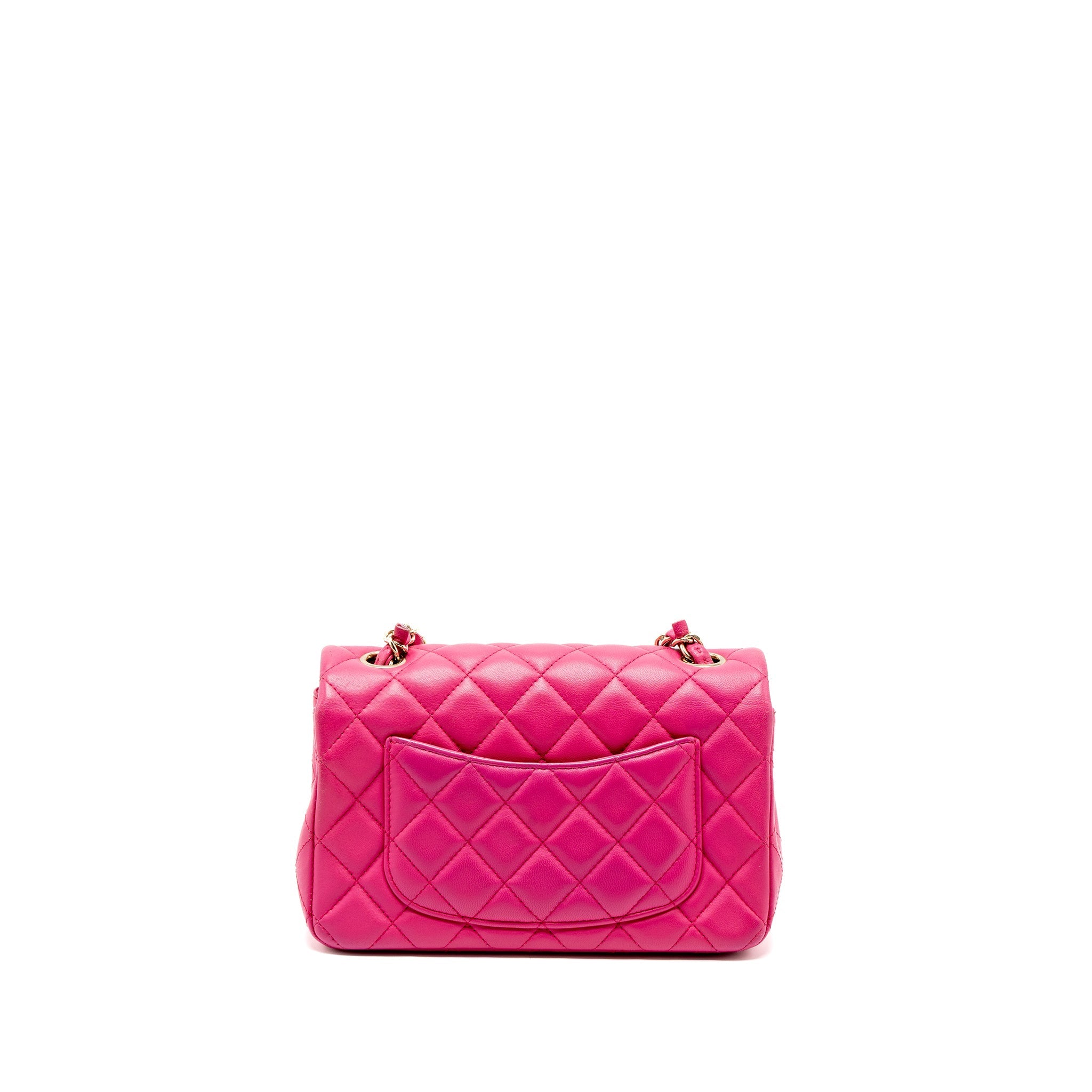 CHANEL MINI RECTANGULAR FLAP BAG LAMBSKIN PINK LGHW